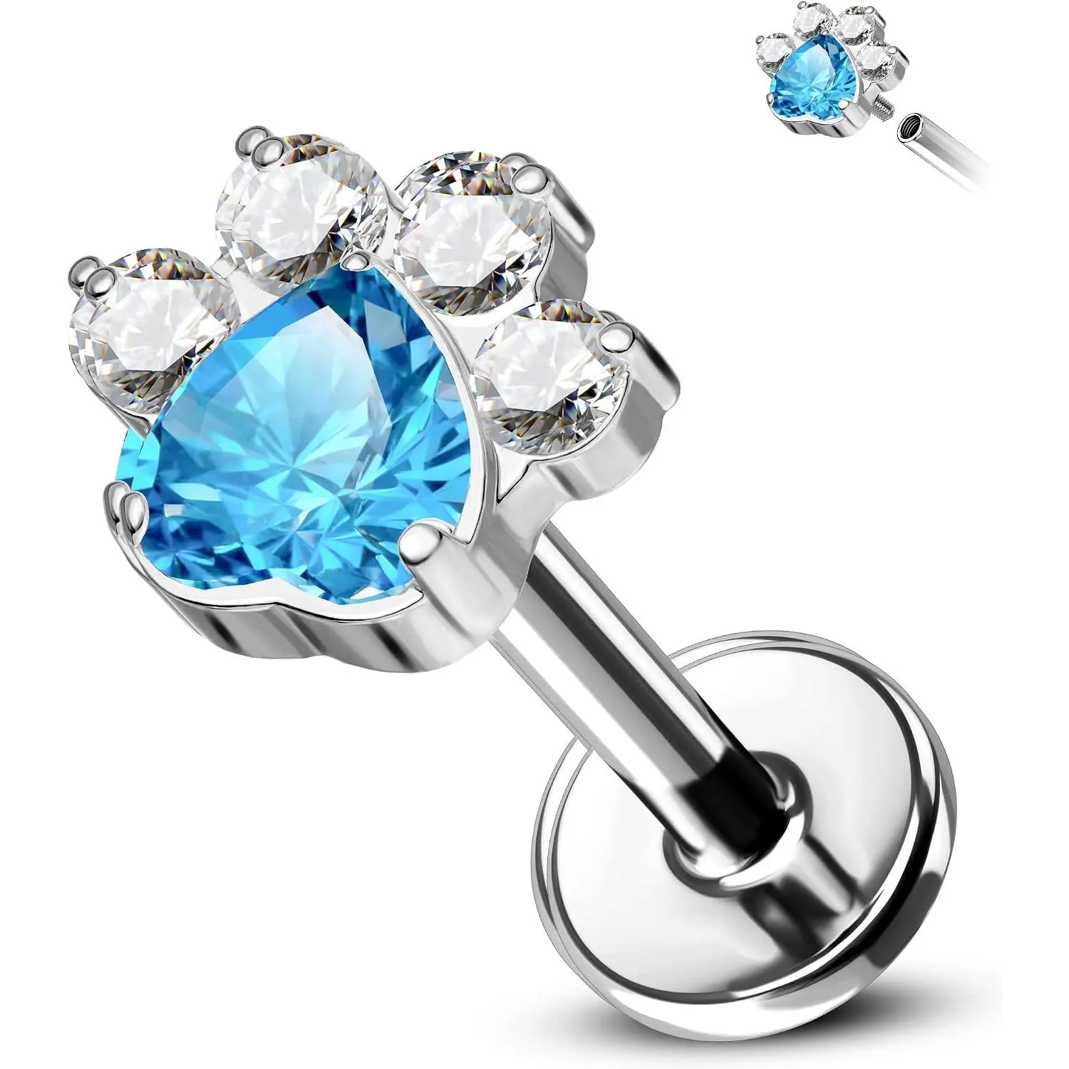 Titanium Flat  Earring Studs 16G Internally Threaded Helix Cartilage Earrings  Paw Tragus Conch Forward Helix   for Women