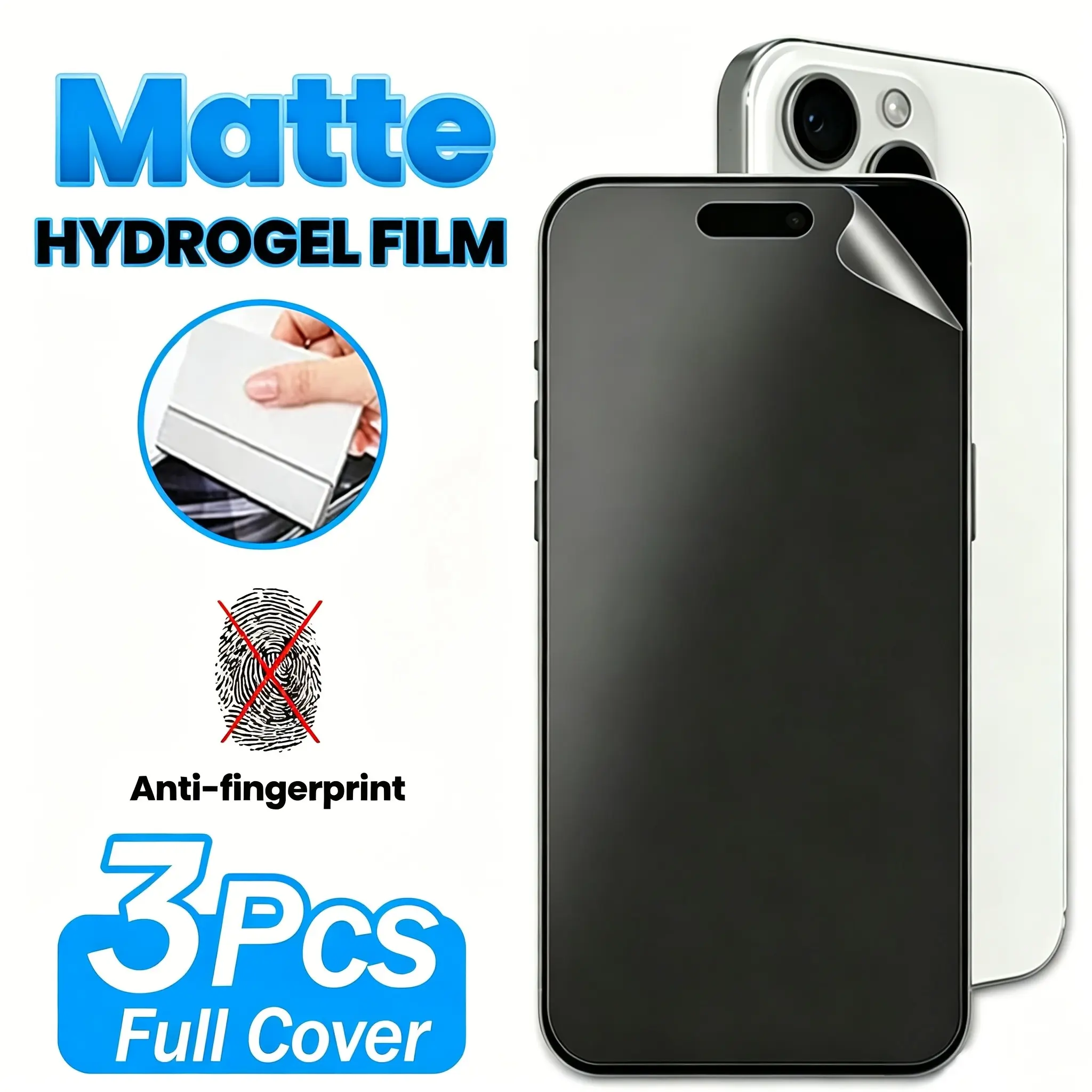 3 pcs Matte Hydrogel Film Full Cover Screen Protector For iPhone 17 Pro Max 17 16 16e 17e 16 Pro Max 15 14 Plus 13 12 11 Pro Max X XS MAX XR Anti-Glare Soft TPU Screen Protector, High Sensitivity Protective Film (Not Tempered Glass) Soft TPU Films