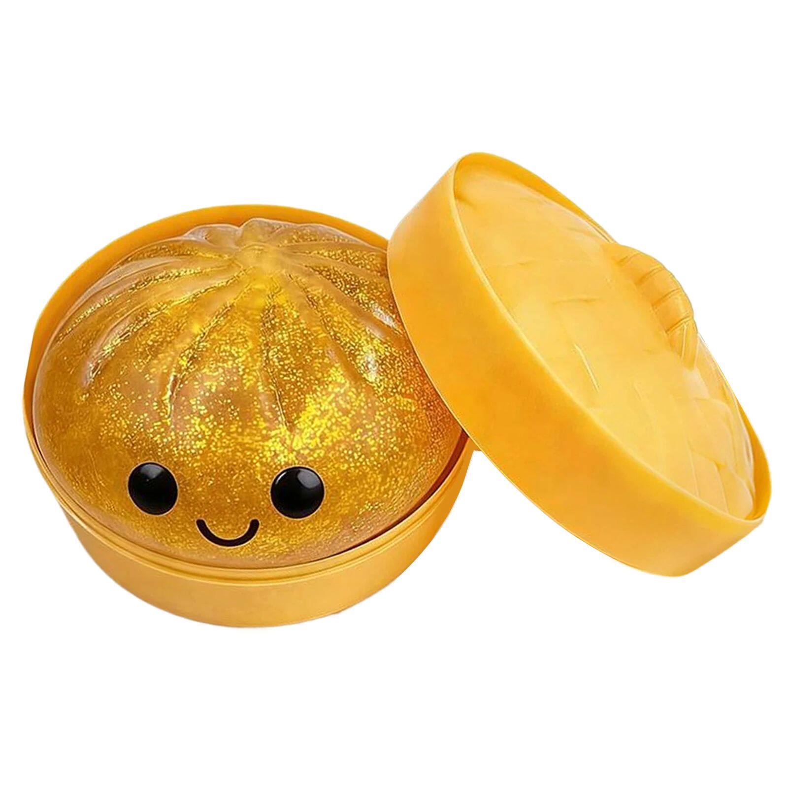 [Four colors, 10cm/3.94in] Giant Glitter Dumpling, Giant Dumpling Soft Toy, Super Rainbow Dumpling, Cute Stress-Relief Fidget Toy, with Steamer Box, Soft Squeezable Stress-Relief Dough for Adults