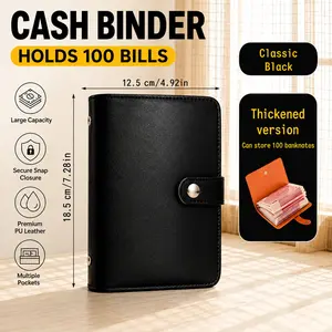 1 pcs A6 PU Material Budget Notebook, Large Capacity Financial Organizer, Holds Cash, Coins, Cards, Ideal for Daily Savings and Planning