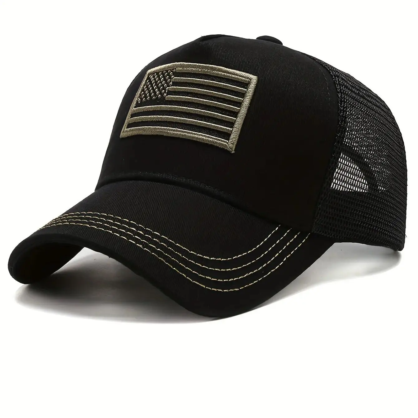 Breathable Mesh Baseball Cap for Men and Women, American Flag Snapback Hat, Lightweight Sun Protection Trucker Cap, Adjustable Outdoor Sports Cap for Travel, Hiking, Camping and Daily Wear