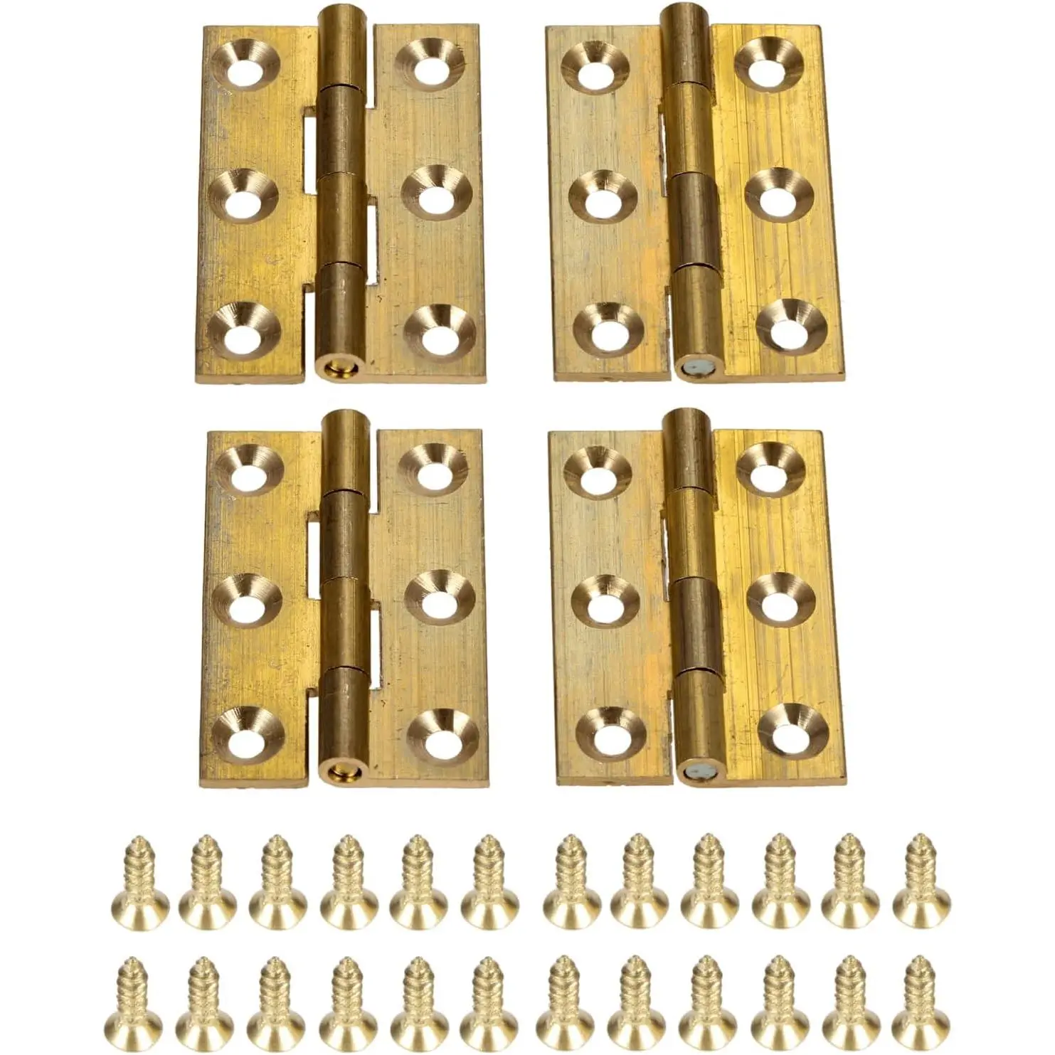 4 count Pure Brass Mini Hinges, Folding  Hinges for Drawer Cabinet Cupboard Door  Box Wooden Case Furniture, 1.5 Inch
