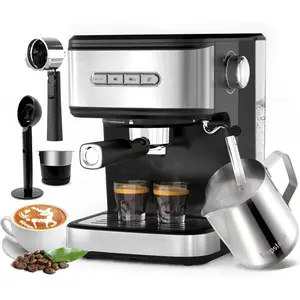 20 Bar Espresso Machine, Cappuccino Machines with Milk Frother Steam Wand, Stainless Steel Latte Machine for &Barista, Automatic Shut-off Function