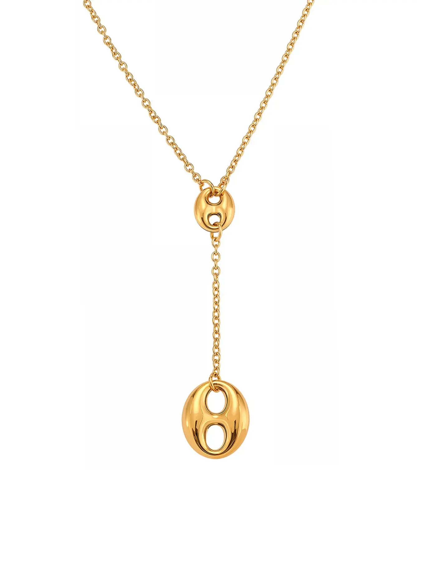 Unique Y-Shaped Pig Nose Collar Chain for Women, Casual Style Necklaces, Stainless Steel Waterproof Jewelry, Daily Wear Accessory