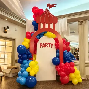 166 Piece Carnival Circus Balloon Garland Arch Set, Blue Mixed Balloons, Rainbow Multicolor Balloons, Party Decorations