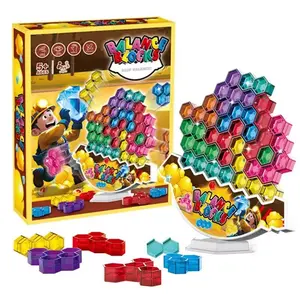 New Balance Hexagonal Board Game Blocks, Adult Tower Building Toy, Educational Puzzle for Boys and Girls, Family Party Game