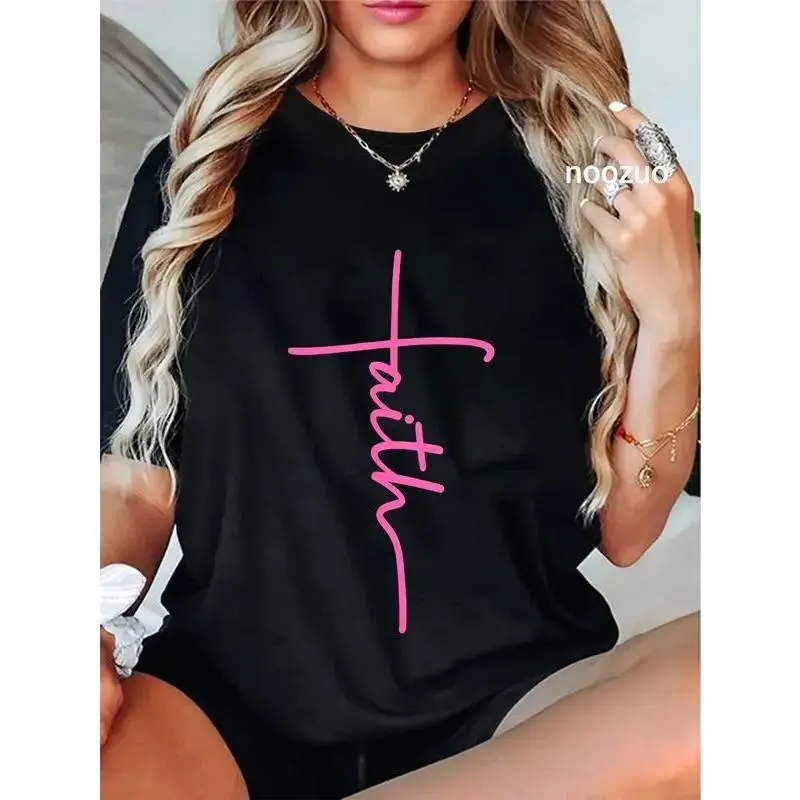 Unisex Christian Faith Cross Hot Pink Believers Christians Gift T-Shirt Christ Christian Tops Casual Top