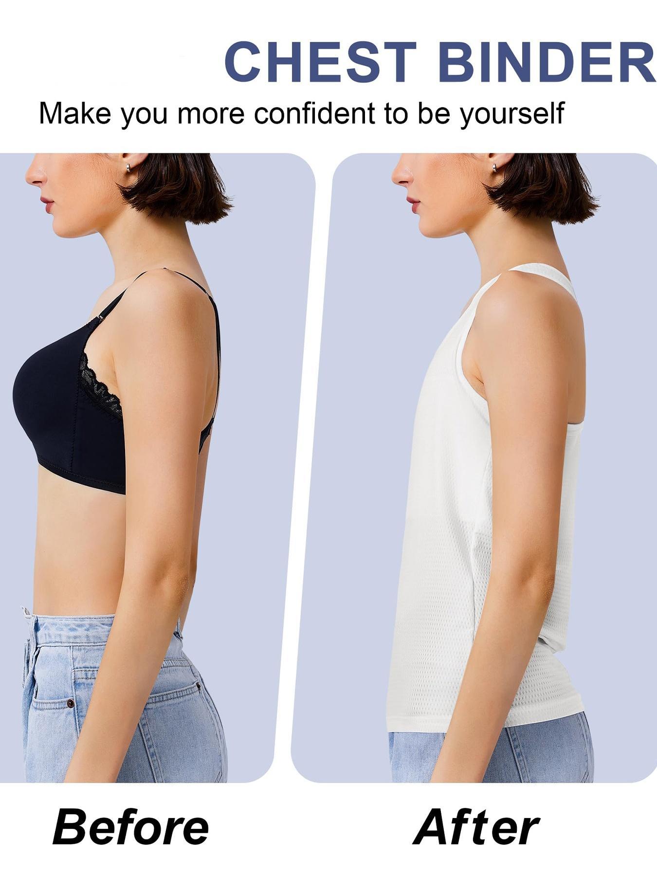 Women's Solid Color Round Neck Chest Binder Shapewear Tank Top, Casual Comfortable Compression Racer Back Sleeveless Breast Binder Pullover Shaper Vest for Daily Wear, Ladies Clothes for All Seasons