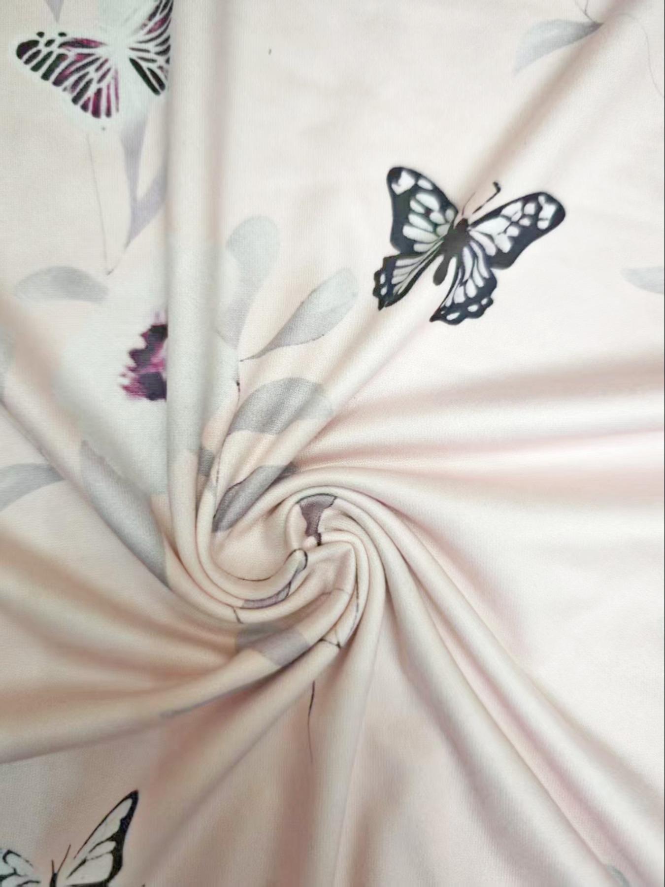 Women's Butterfly & Floral Flower Plants Print Cami Fitted Sleeveless Nightdress, Casual Soft Knit Comfortable Spaghetti Strap Nightgown for All Seasons, Ladies Sleepwear & Loungewear for Indoor Wear1122