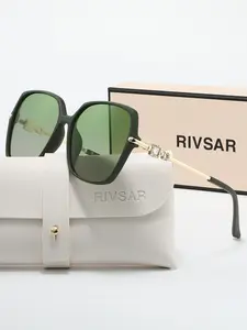 Rivsar Summer Fashion Polarized Casual Style Eyewear Women's Large Frame Sunglasses, Ideal for Outdoor Leisure, Street Style, Travel, Beach, Daily Wear, Gift Box Packaging