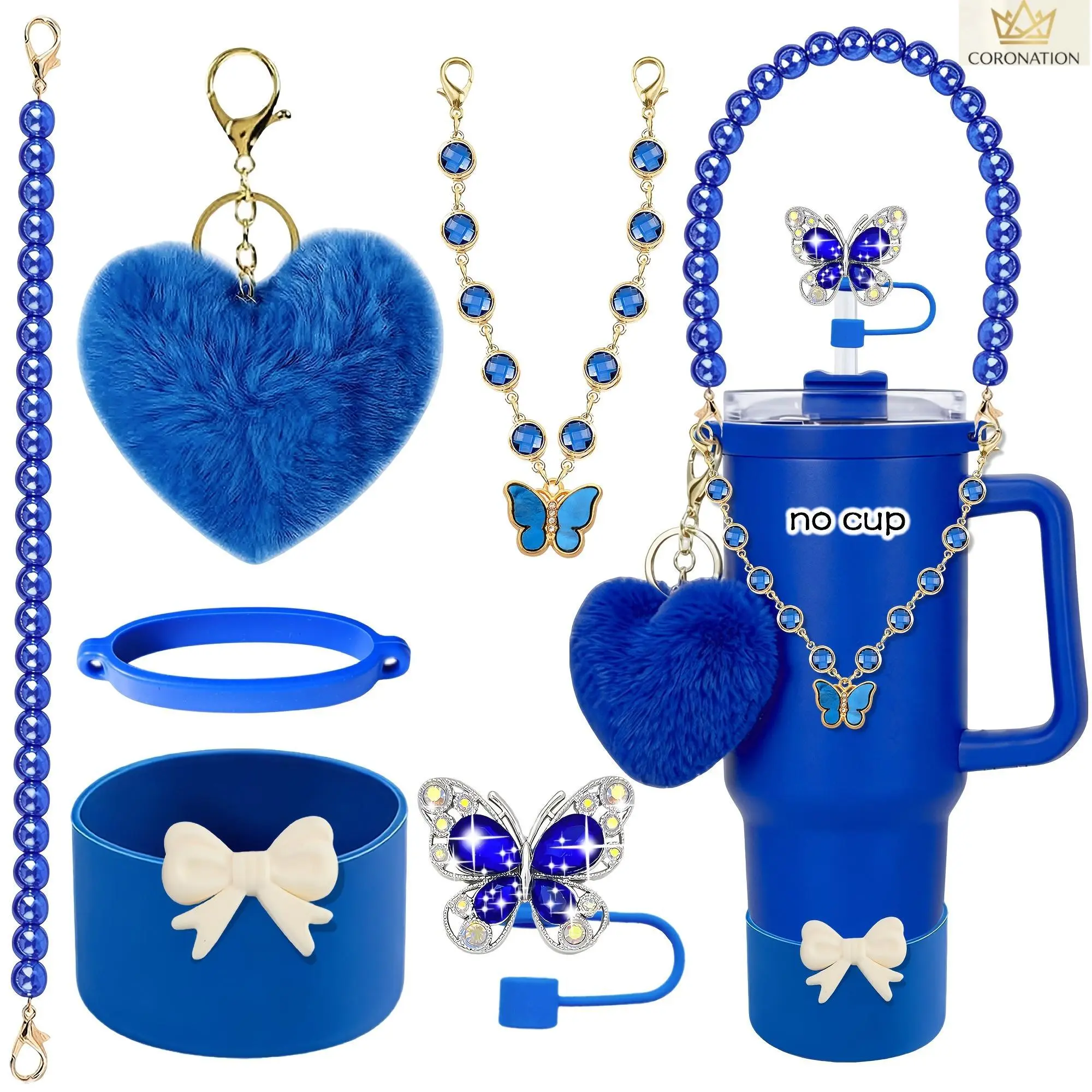 6 Pack Cute Bow Butterfly Straw Toppers, Kawaii Aesthetic Tumbler Accessories with Silicone Straw Covers & Non-Slip Cup Charms, Trendy Drinkware Decor for Stanley Cups and Water Bottles, Reusable Party Gifts for Women, Teens & Everyday Use
