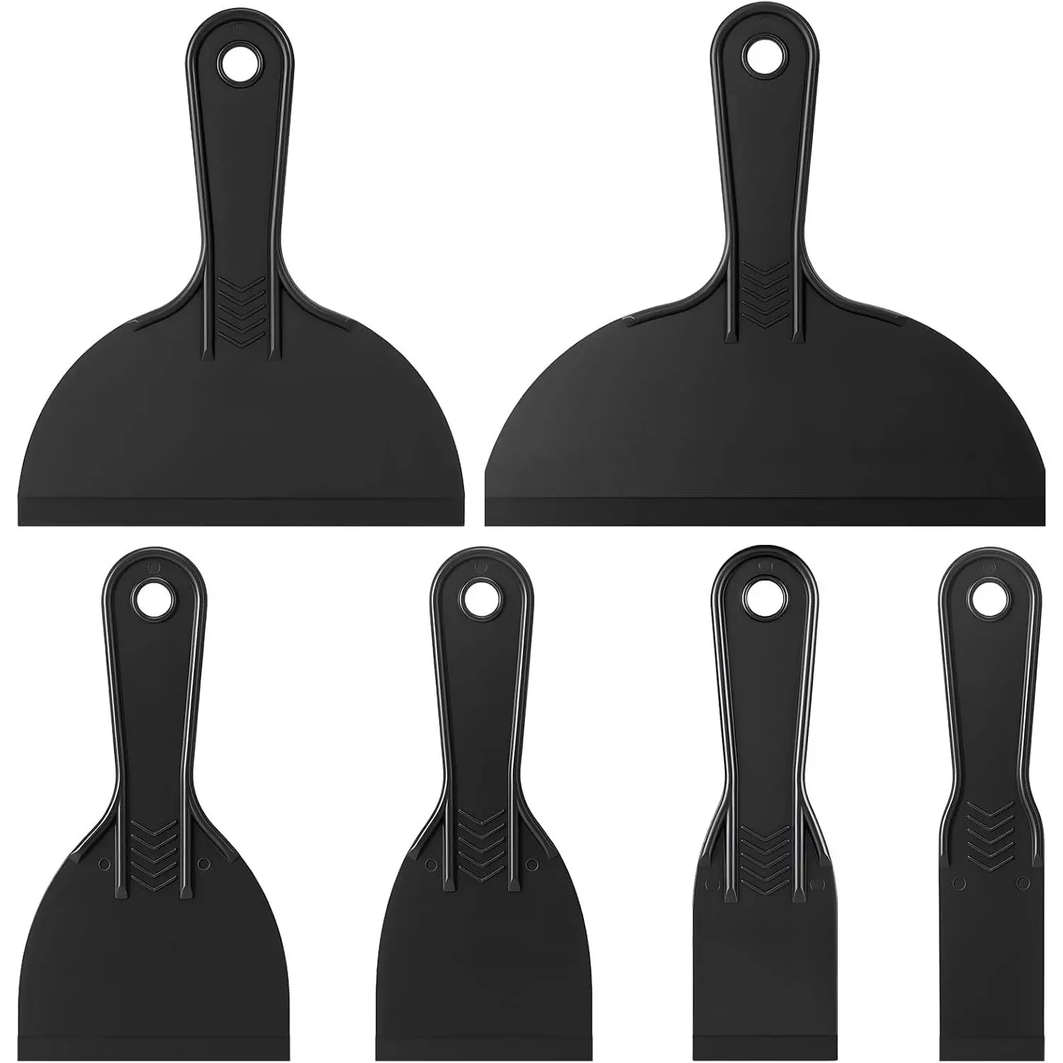 6 Pack Plastic Putty  Set, 6  Sizes 1.5" 2" 3" 4" 6" 8" Flexible Plastic Scraper Tools for Spackling, Drywall Repair, Patching, Caulking & Wallpaper Removal