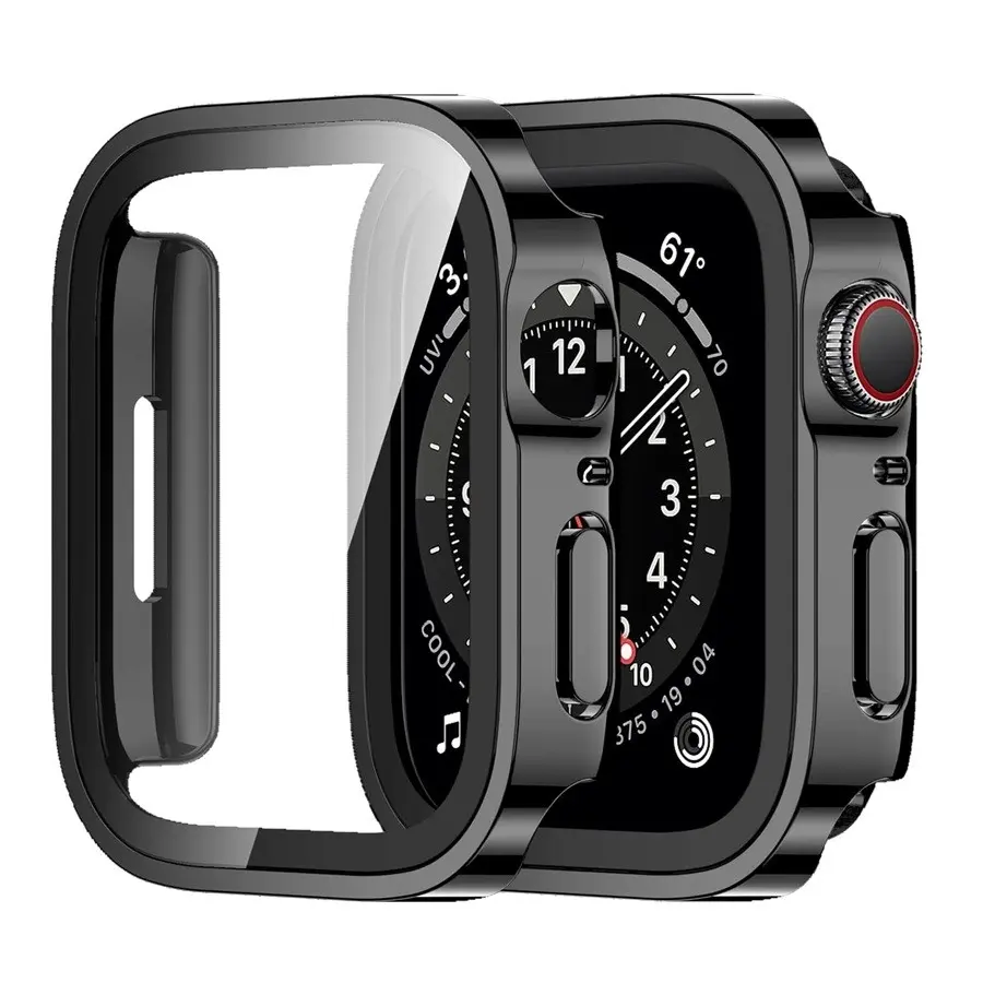 2pcs Apple Watch Case Set PC 2-in-1 Ultra-thin Tempered Glass Screen Protector Case, Compatible with Apple Watch 40/41/42/44/45/46, Series SE/10/9/8/7/6/5/4/3/2/1, Smart Watch Accessories, Wearable Accessories