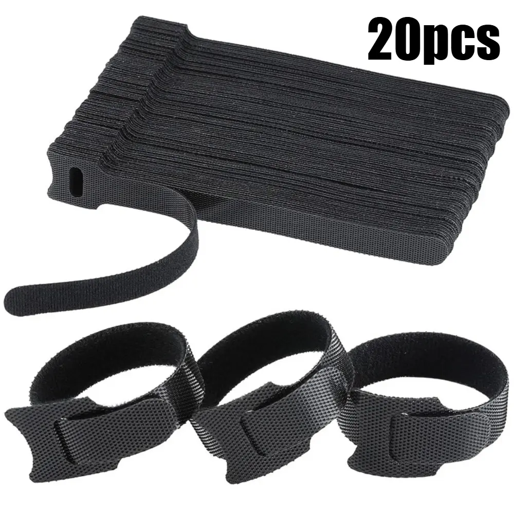 20pcs Reusable Back-to-Back Velcro Cable Straps 150*20mm, Self-Gripping Nylon Wire Management Bands, Multipurpose Bundling Ties for Data Cables and Plant Fixing, Gardening, Office
