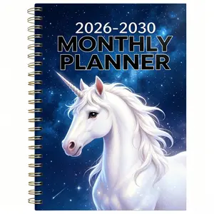 2026-2030 monthly planner, five-year diary with 60-month calendar, unicorn galaxy design, 13.97 cm x 21.08 cm, 142-page thick paper spiral notebook
