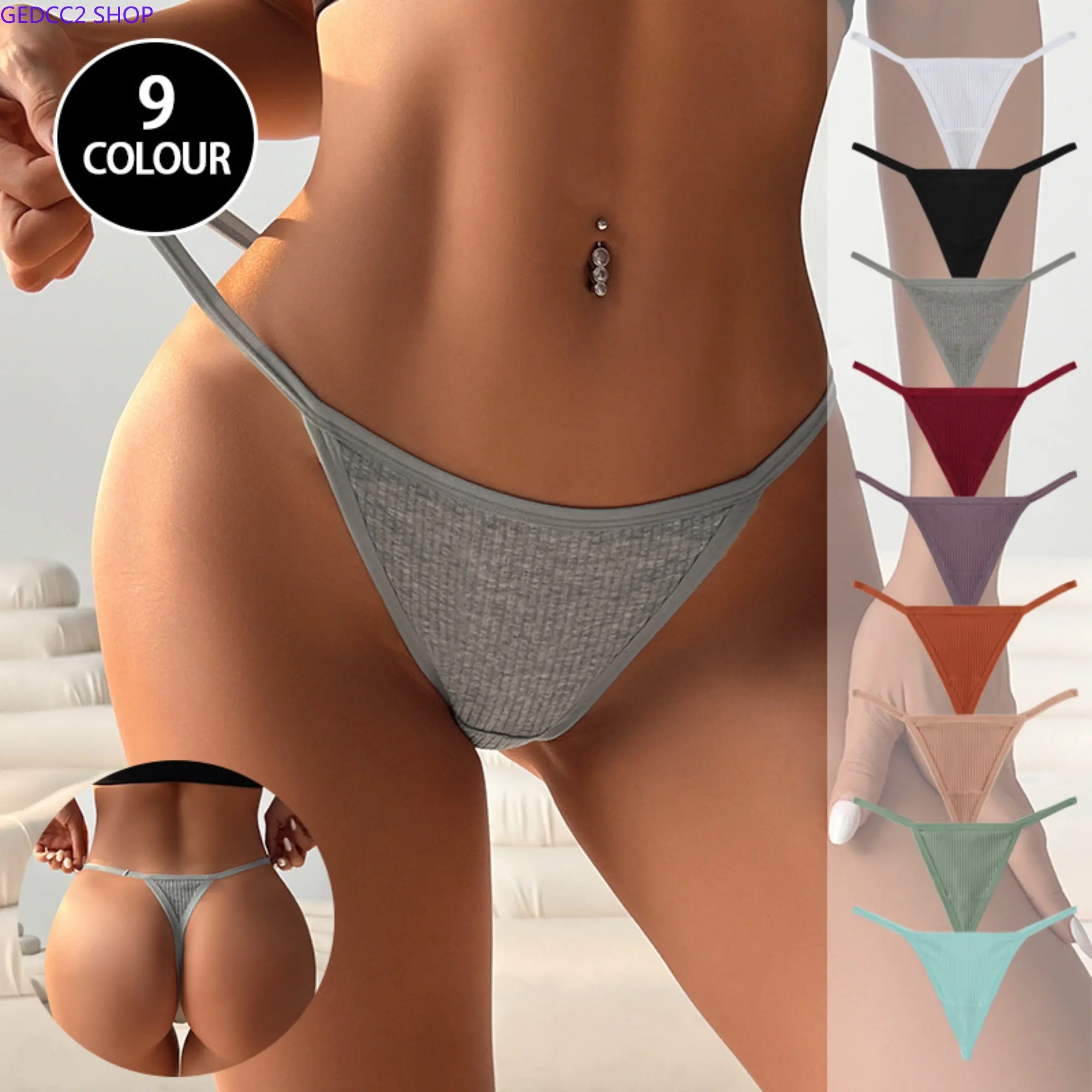 Women's Pure Cotton Thong Panties, Minimalist Low Waist Seamless Lingerie, Breathable Basic Underwear for Daily Wear & Date Night