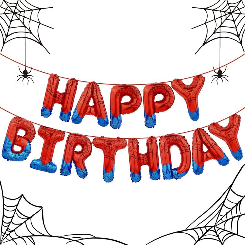 Spider Birthday Party Decorations Kit – Superhero Happy Birthday Banner with Spider Balloons & Backdrop, Boys Kids Indoor Outdoor Celebration Supplies