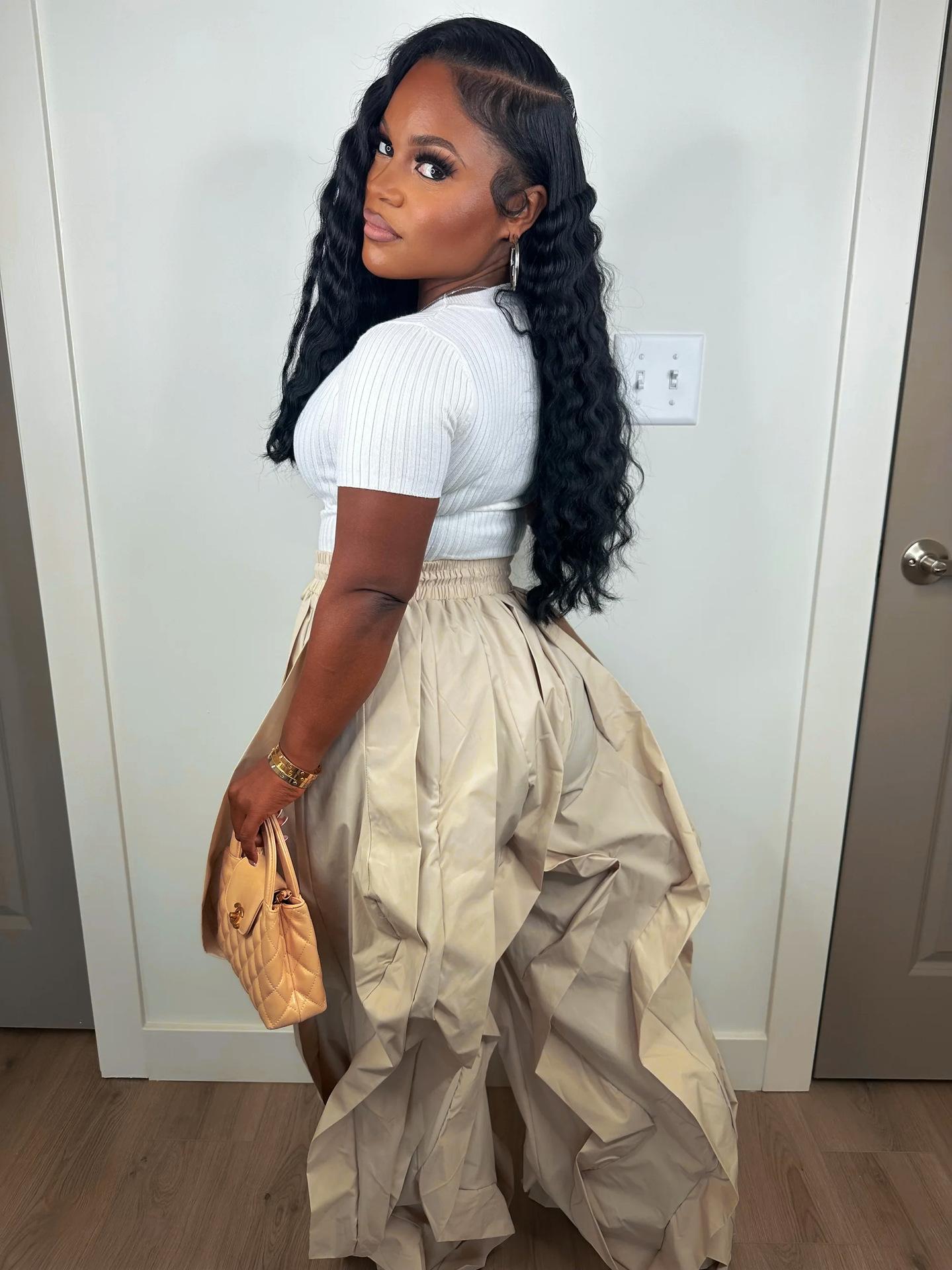 2025 Autumn New European and American Elegant Commuter Workwear Patchwork Lace Lantern Pants Jogger Pants