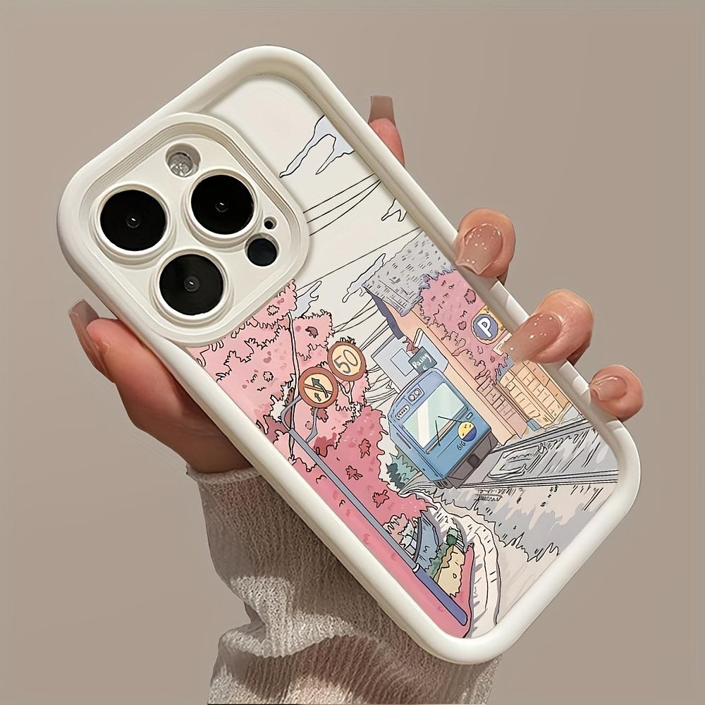 Phone Case - White Bamboo Pink Cherry Blossom Track Pattern for iPhone 17 E Air Pro ProMax iPhone16 15 14 Plus 13 12 Mini 11 X XS XR