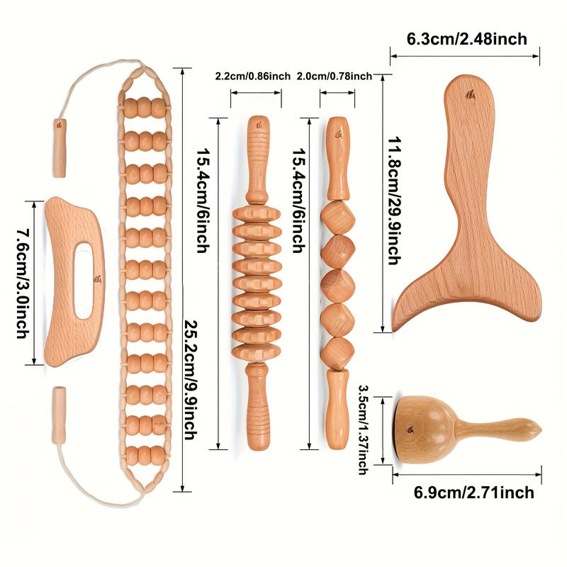 Wooden Massage Tool Set – 6 Counts Manual Massage Tools – For Body & Face Sculpting – Muscle Relaxation & Stretching – Home, Sports, Outdoor Gua Sha Tool Set – Scalp Massager – Back Massager – Foot Massager & Dealsforyoudays & Manual Massage Tools