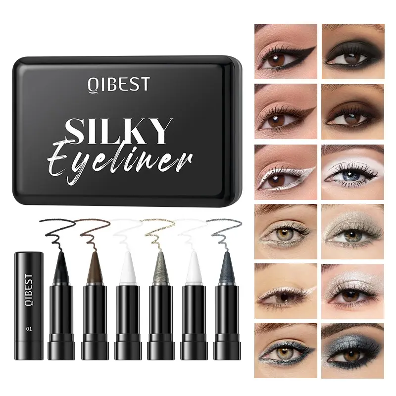2-in-1 Silky Eyeliner Pen Set, Matte & Glitter Eyeshadow & Eyeliner Crayons for All Eye Makeup Looks