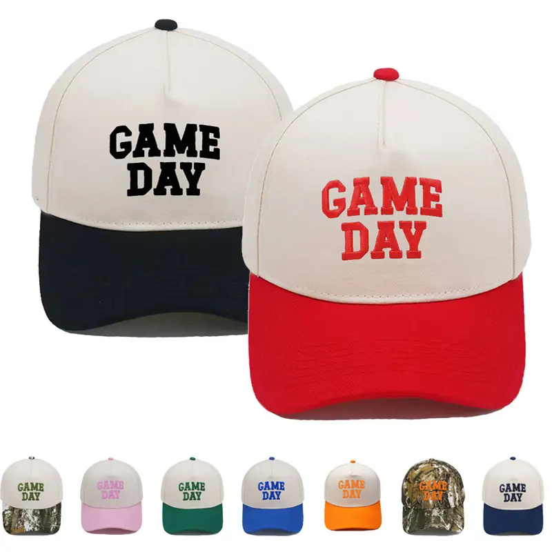 Game Day Hat, Sports Fan Trucker Hat, Embroidered Football Season Baseball Cap, Tailgate Party Dad Hat, Adjustable Stadium Outfit Hat for Men Women