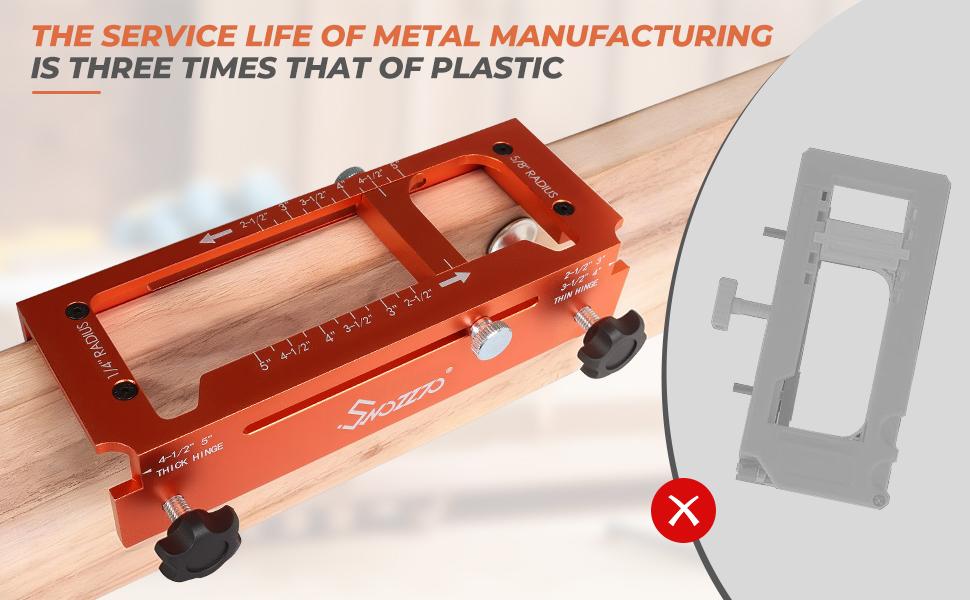 Metal Door Hinge Jig, Adjustable Router Jig Fits Door Hinges 2.5"–5" Length & Thicknesses, Universal Template for Round (1/4" & 5/8" Radius) and Square Corners