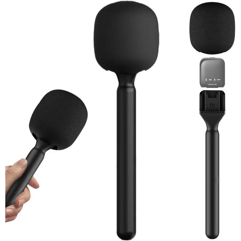 Clip for DJI Mic 1/2/Code GO II, neck clip microphone pocket adapter, neck clip microphone stand with windproof cover, suitable for video blogging and interviews, Podcast Equipment