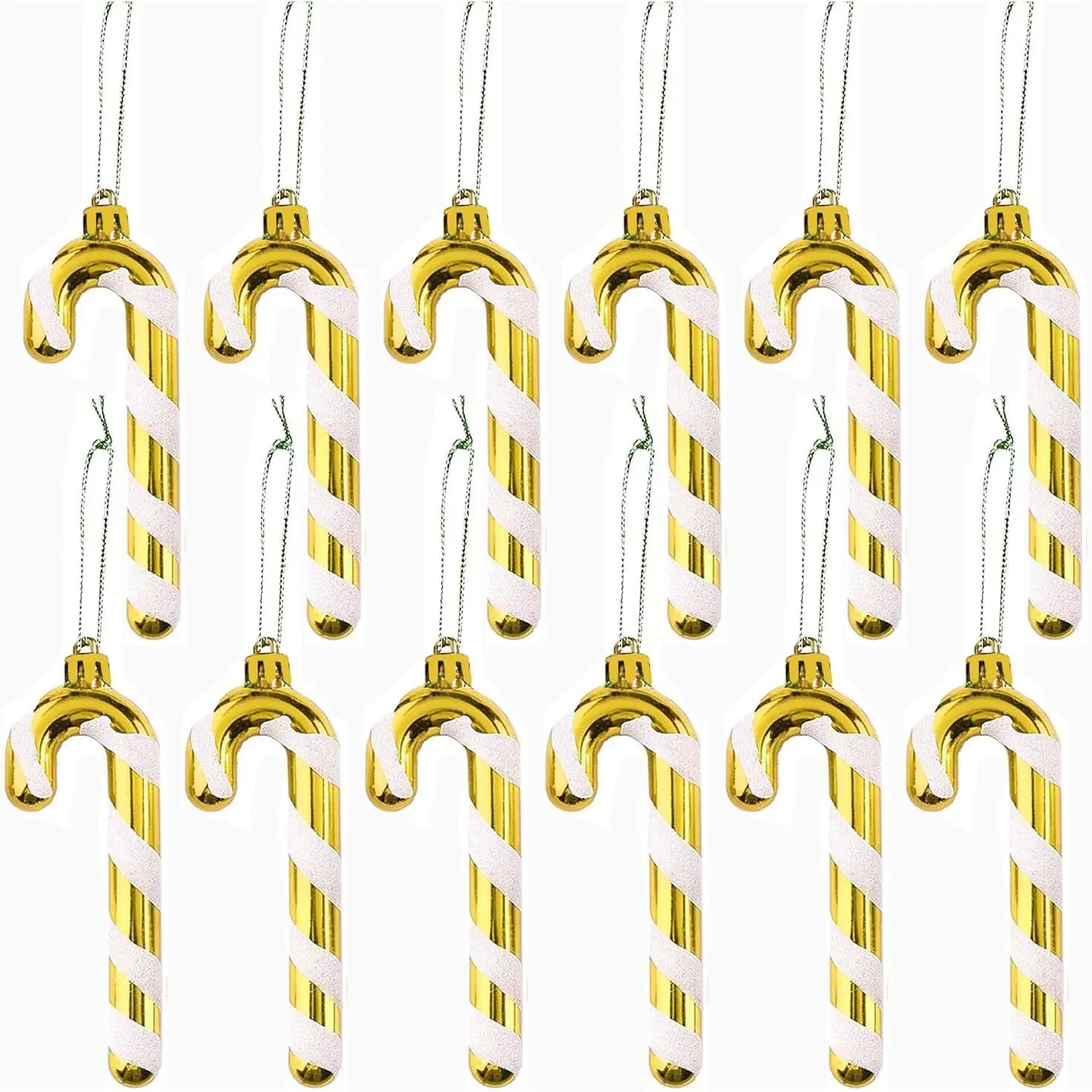 12 count Christmas Plastic Candy Cane Ornaments Candy Canes Decorations Christmas Tree  Decorations for Xmas Crafts Indoor Outdoor Decor ( White)