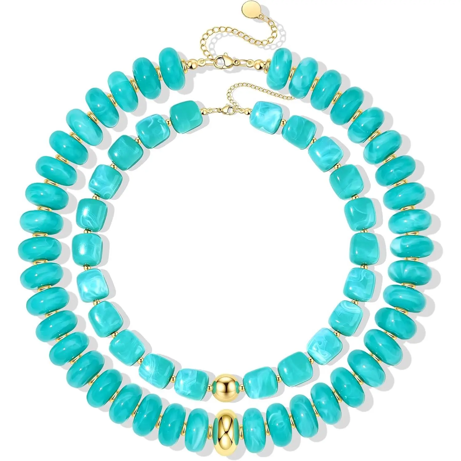 2 count Colorful Chunky Beaded Necklaces for Women | Trendy Statement Necklace Choker Necklace Boho Summer Beach