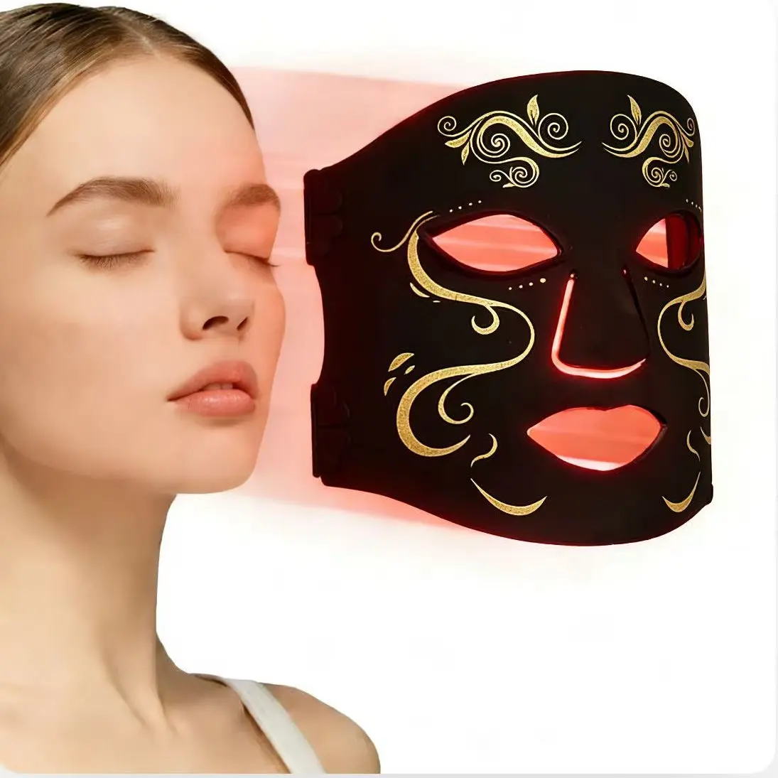 7 Color LED Silicone Mask, USB Rechargeable Home Beauty Skincare Adjustable Strap Face Mask, Soft Rechargeable Home Beauty Mask Gift