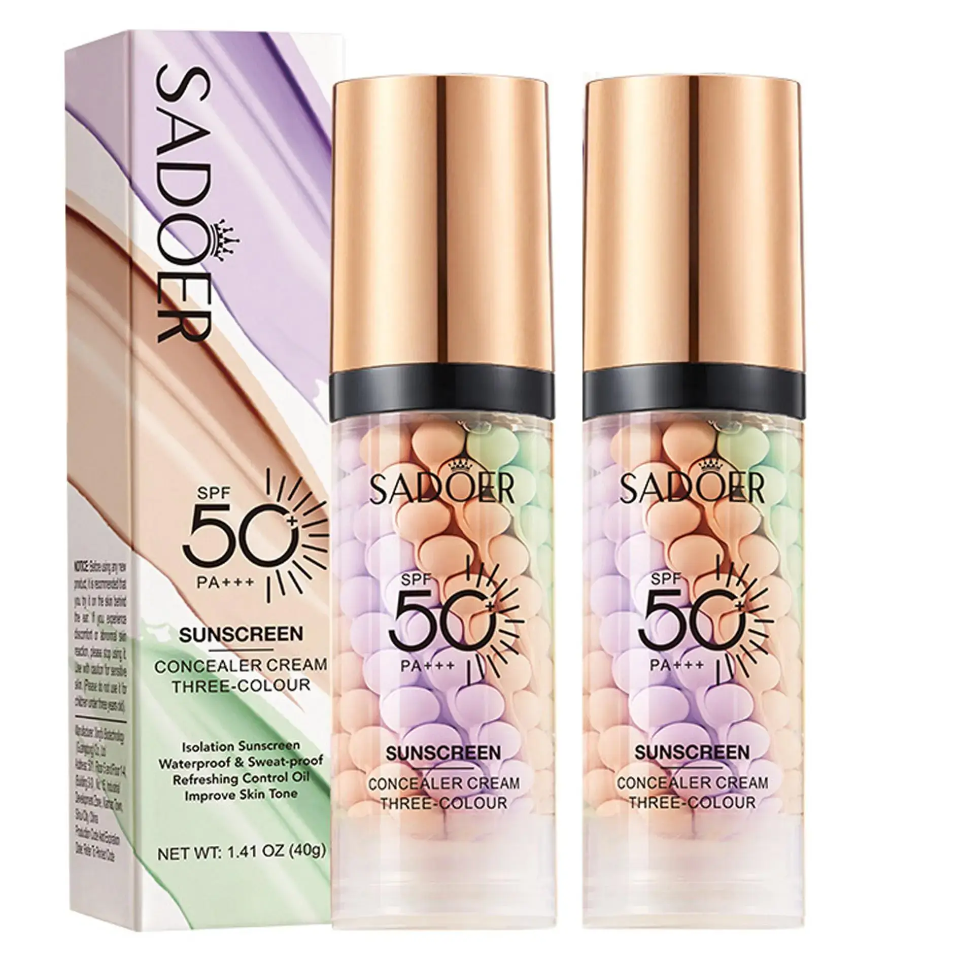 2 piece Primer for Face Before Makeup, One Step Color Corrector Primer, SPF 50 PA+ 3 In 1 Sunscreen Isolation Cream, Color Correcting Facial Serum Oil Control & Moisturizing Skin Tone summerwins,summerwins