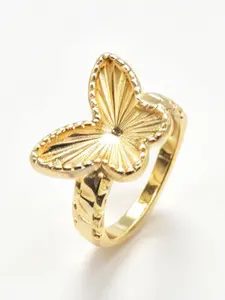 14k Gold Plated Vintage Heart Butterfly Nugget Ring, Women's Style Jewelry, Perfect Gift for Mom, Friend, Lover, All Seasons