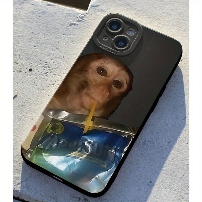 Monkey Sipping Caprisun Phone Case for iPhone 16PROMAX/16PLUS/16PRO/16/15PROMAX/15PLUS/15PRO/15/14PROMAX/14PLUS/14PRO/14/13PROMAX/13PRO/13/12PROMAX/12PRO/12/11Promax/11Pro/11/Xsmax/11Promax/11Pro/11/Xsmax Gift Phone Case