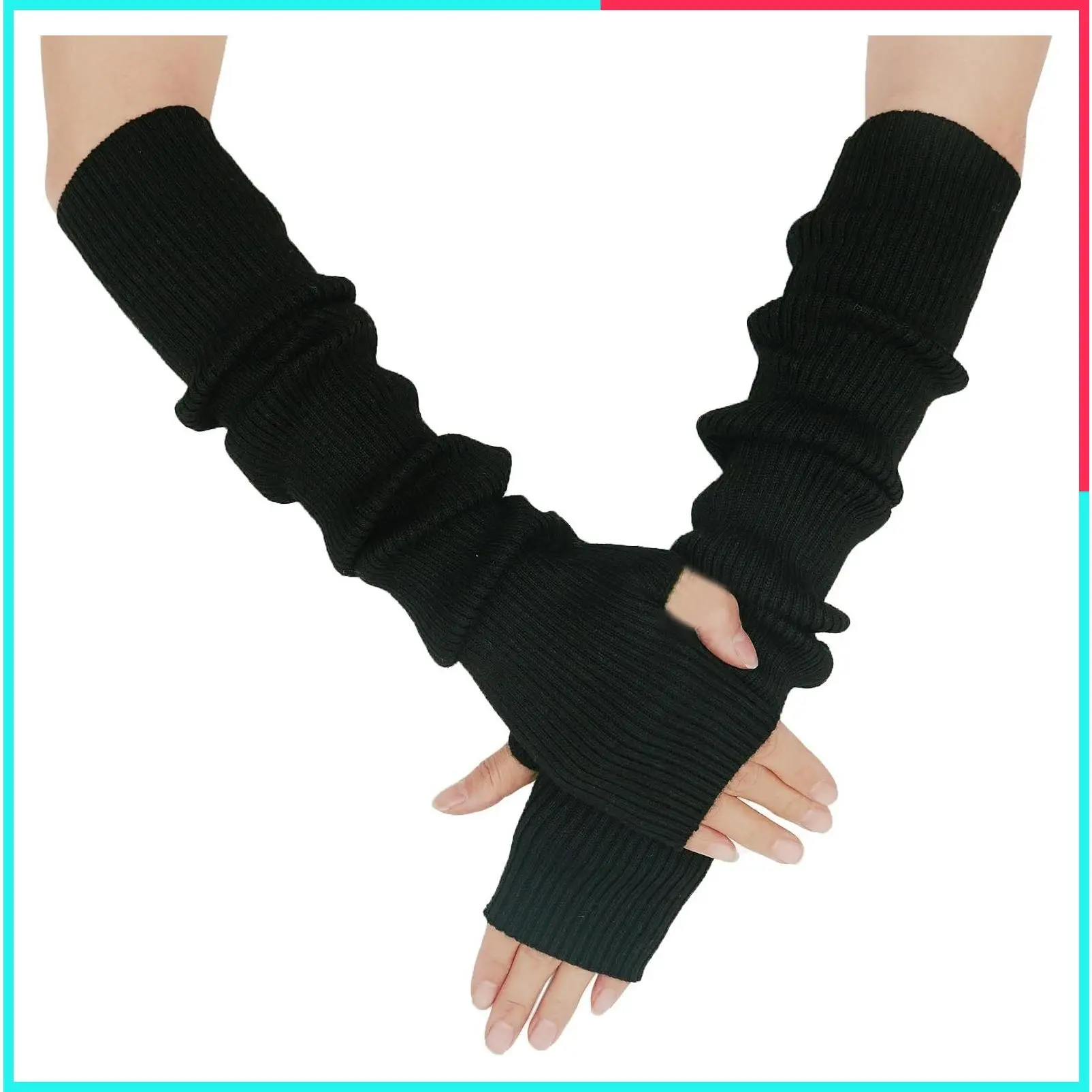 Warm Cashmere Long Arm Gloves for Women Cozy Winter Fingerless Soft Arm Warmers, Great Holiday Gift