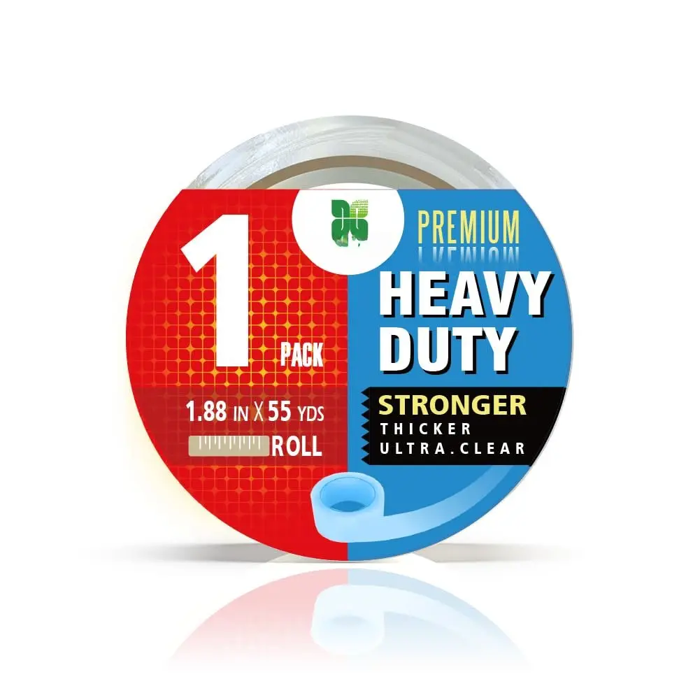 Clear Packing Tape, Heavy Duty Packaging Tape 1.88 inch x 55 Yards Refill Roll for Shipping Mailing Moving [Ultra  - Super Thick] (1 Roll / 55  Yards)