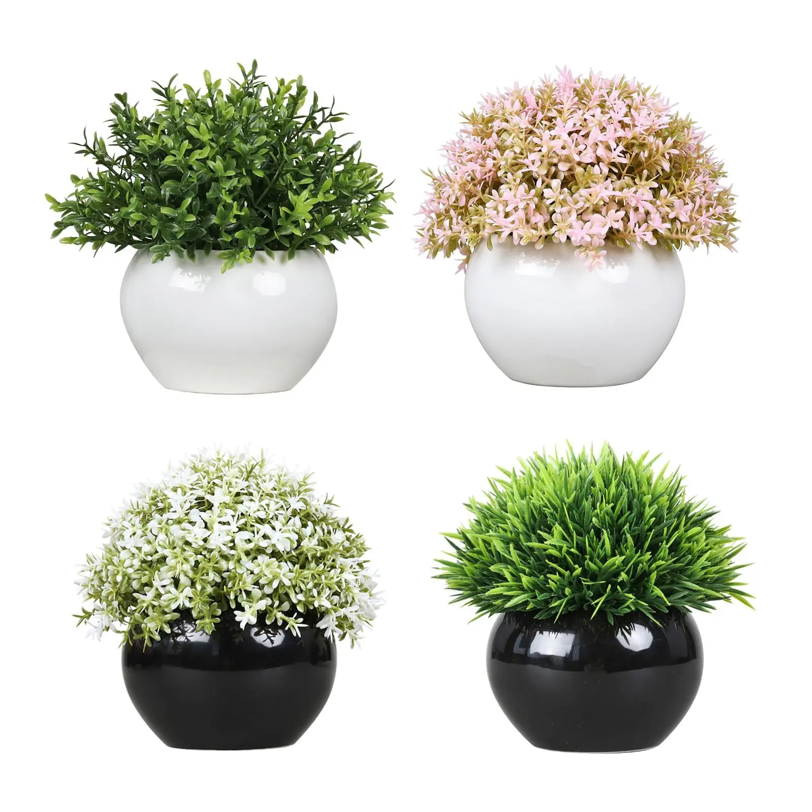 4-Pcs Small Artificial Potted Plants Decorative Floral Set, Home Decor Gifts