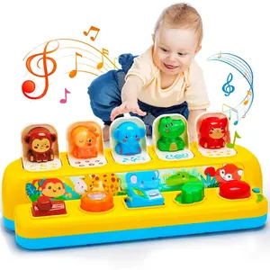 Interactive Pop up Animal Toys with Music & Light, Montessori Cause and Effect Toys for 1 Year Old Boy Girl, Early Learning Musical Baby Toy for 9-12-18 Months, STEM Toddler Toy Age 1-2 Gift for Infantfidget toys