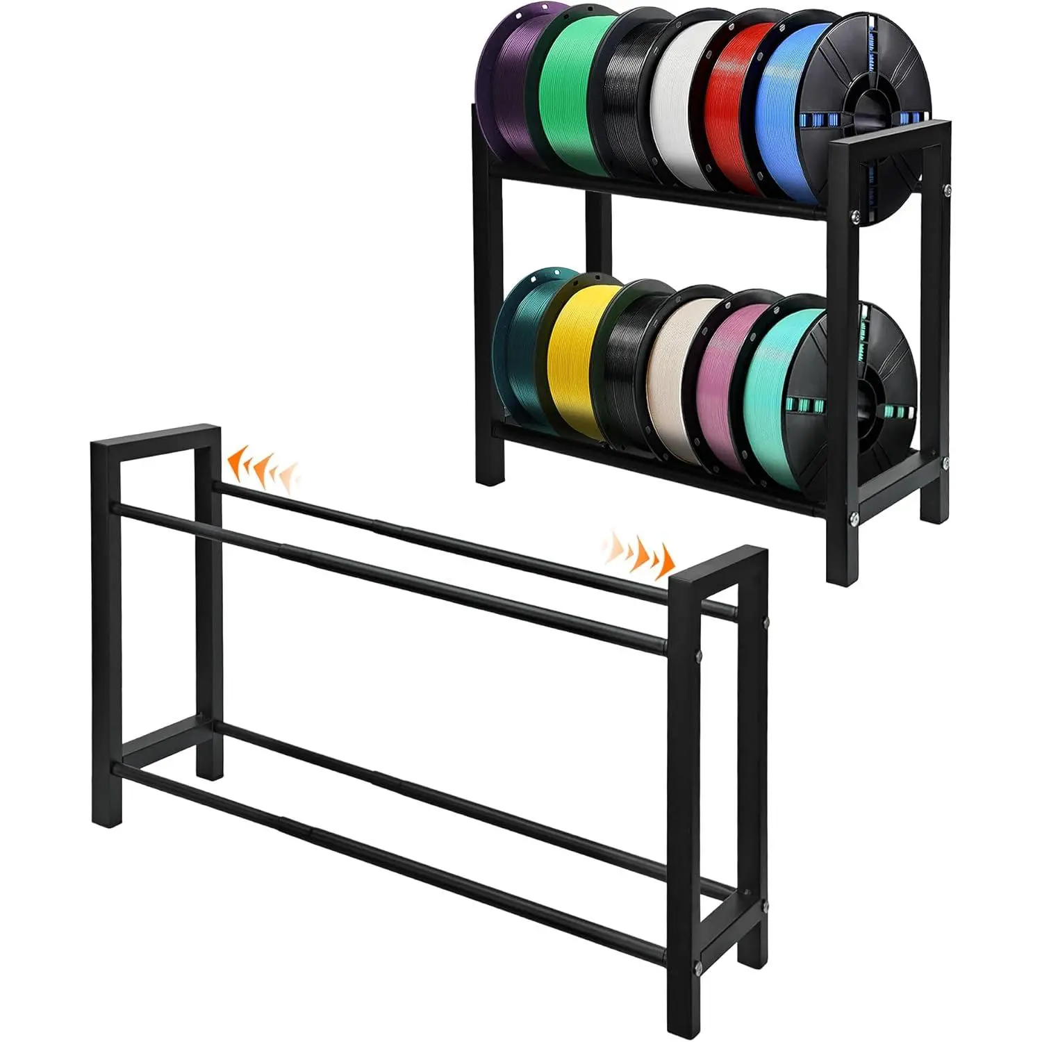 2 Tiers Expandable 3D Printer Filament Storage Rack Desktop – Adjustable Filament Spool Organizer, Heavy Duty for 3D Printing PLA/ABS/PETG/TPU/Nylon Filament, Ideal for Home, Office, Workshop(MT4038)