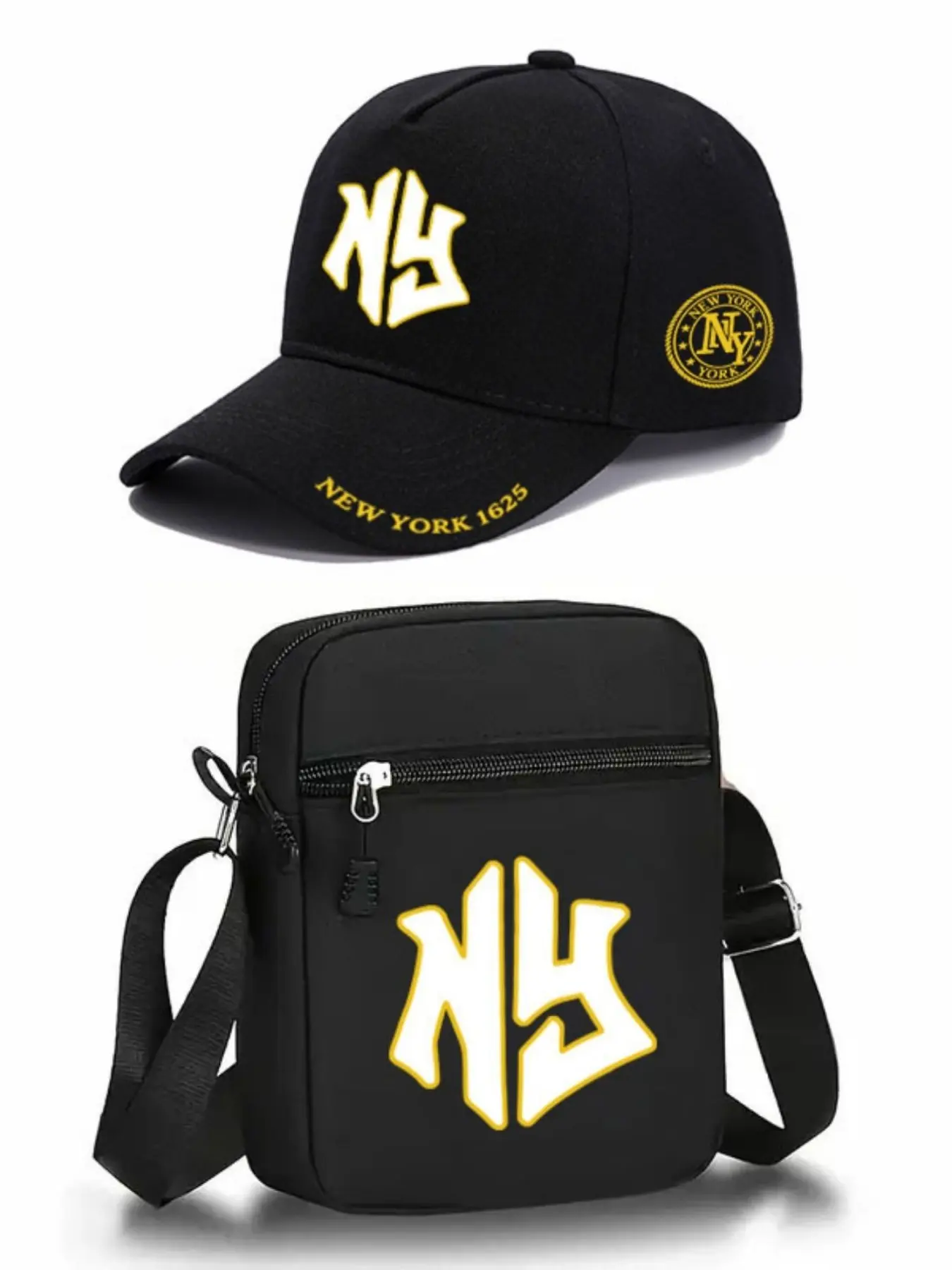 2pcs Ny City Letter Print Baseball Caps and Crossbody Bag Set, Adjustable Street Fashion Outdoor Sports Hat and Shoulder Bag, Perfect for Daily Wear and Gifts
