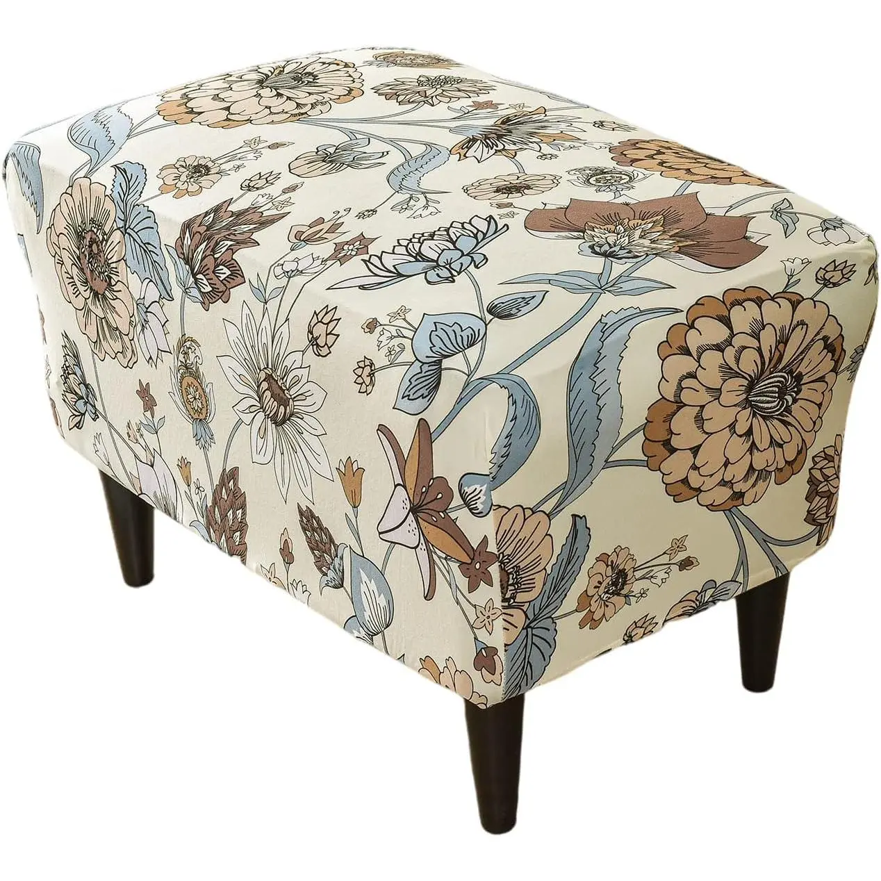 Ottoman Slipcovers Stretch Rectangle Footrest Stool Covers Printed Ottoman Cover for Foot Stool Furniture Protector with Non Slip Elastic Bottom(06, Large)