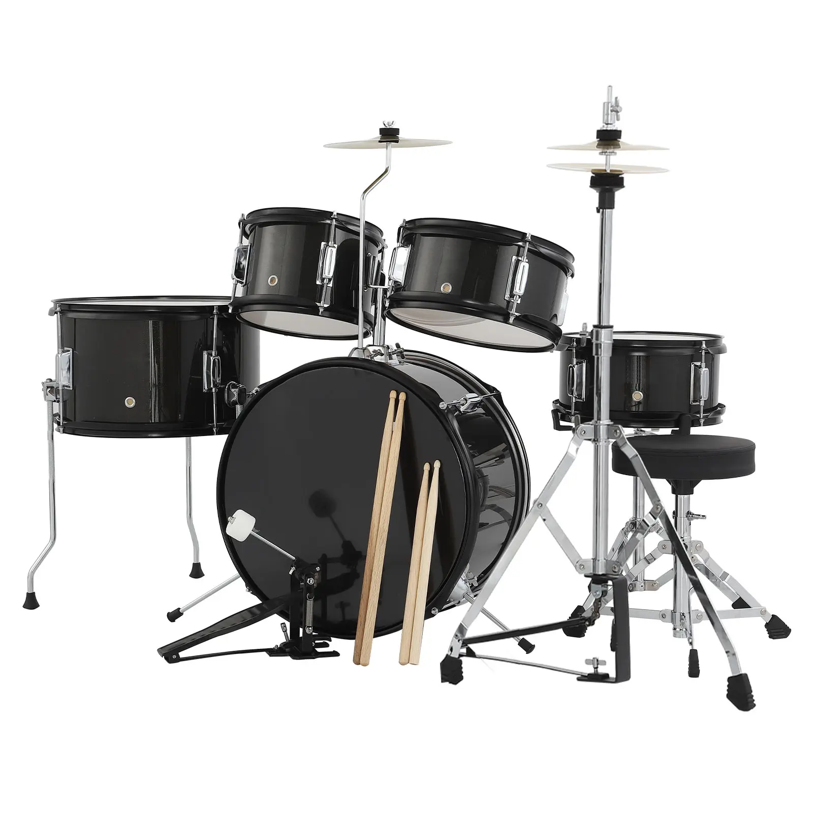 Complete 5-Piece Junior Drum Set for Kids & Beginners – Includes Bass Drum, Tom-Tom, Snare, Cymbals, Hi-Hat, Drumsticks, Kick Pedal & Stool – Perfect Musical Instrument for Youth Practice