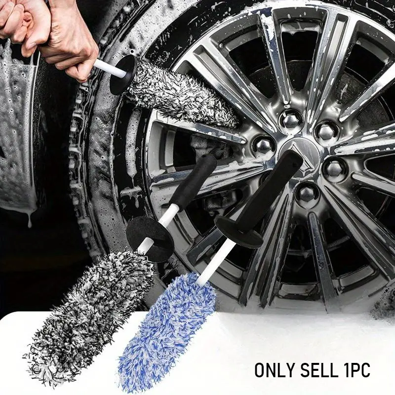 & Blue Microfiber Car Wheel Brush Set, Tire Rim Cleaning Brushes, Auto Wheel HUB Cleaner Tool, Car Detailing Accessories, Durable Automotive Detailing Kit, Car Washing Tool, Car Detailing Product, Car Detailing Tools, Car Washing Supplies