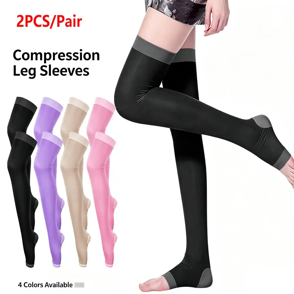 1 Pair Leg Compression Stockings for Men Women,Thigh High Length,Open Toe,Thigh High Compression Socks for Nurses Running Travel