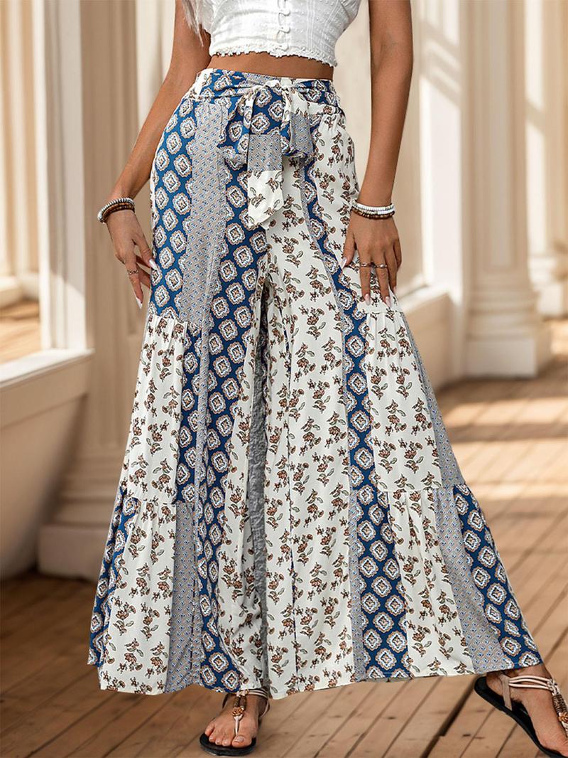 Women's All Over Print Pants, Boho Casual Comfy Trousers for Beach Vacation Holiday, Ladies Bottoms for Summer, Casual Bohemian Trousers