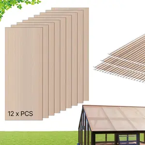 VEVOR Roof Panels, 12Pcs Polycarbonate Roofing Panels Double Layer, High Impact Corrugated Plastic Greenhouse Replacement Cover, Waterproof for Gazebos, Chicken Coops, Home, Garden (5' x 2'x 0.24")