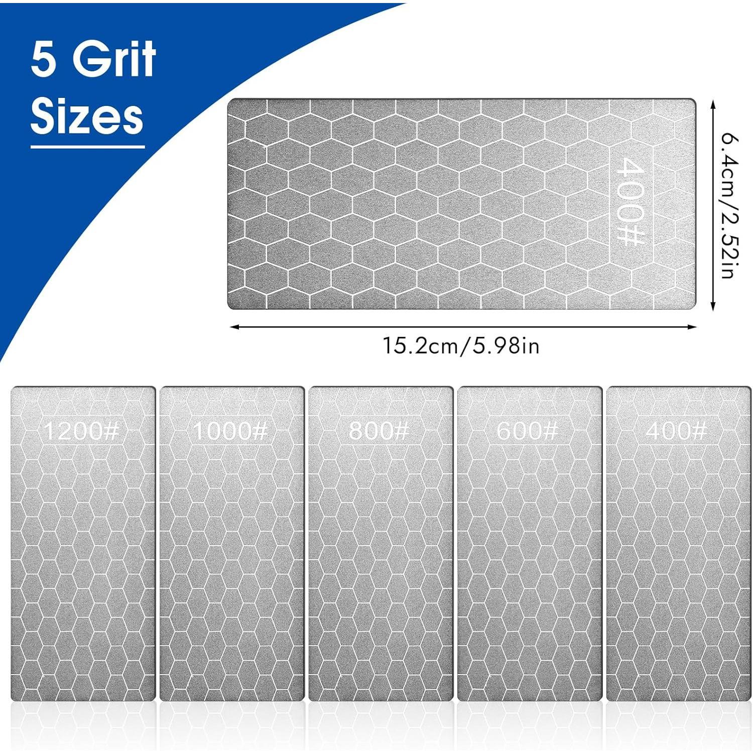 5 count  Sharpening Stone,  Sharpening Plate, Double-Sided Sharpening Plate Honing Stones with Coarse Plate and Non-slip Base for ,  400/600/800/1000/1200 Grit