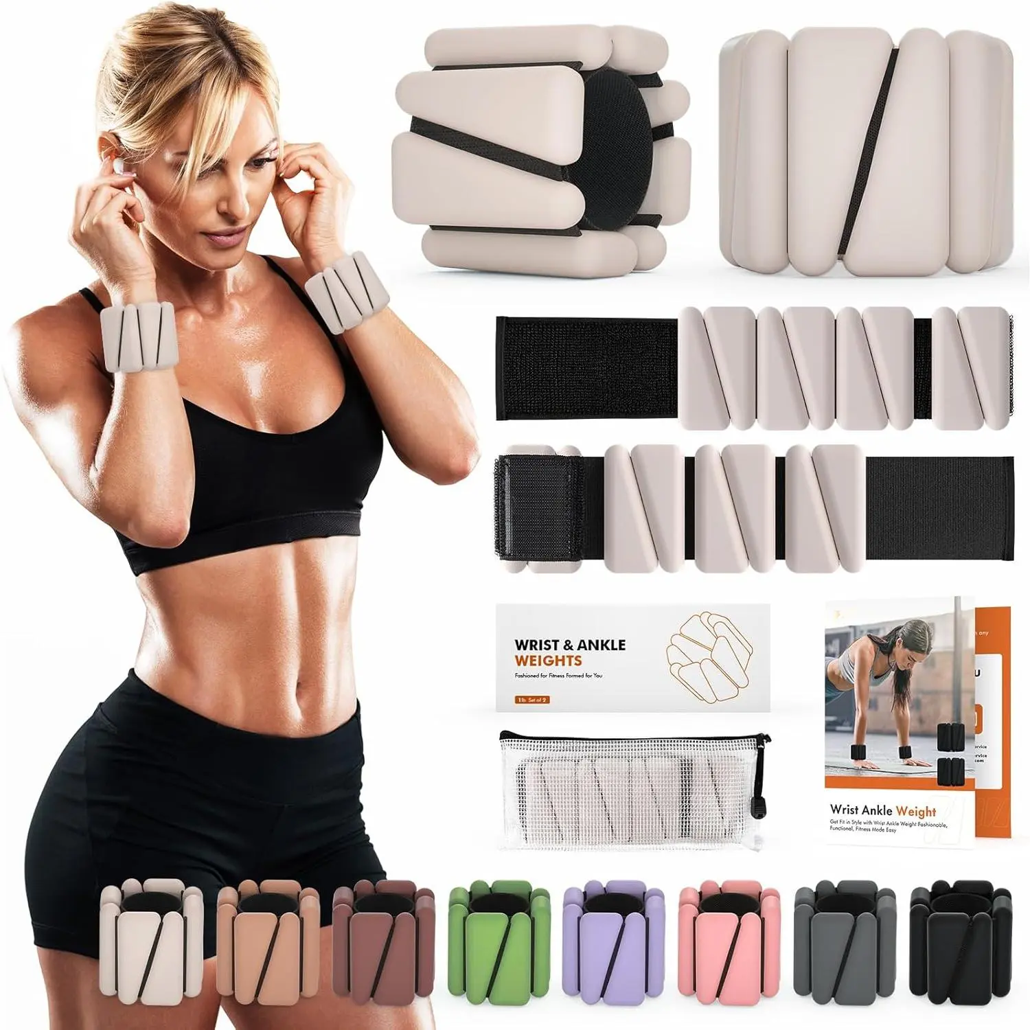 Adjustable Ankle Wrist Weights for Women Men, Weighted Bracelets for Home Gym Workout Running Yoga Strength Training