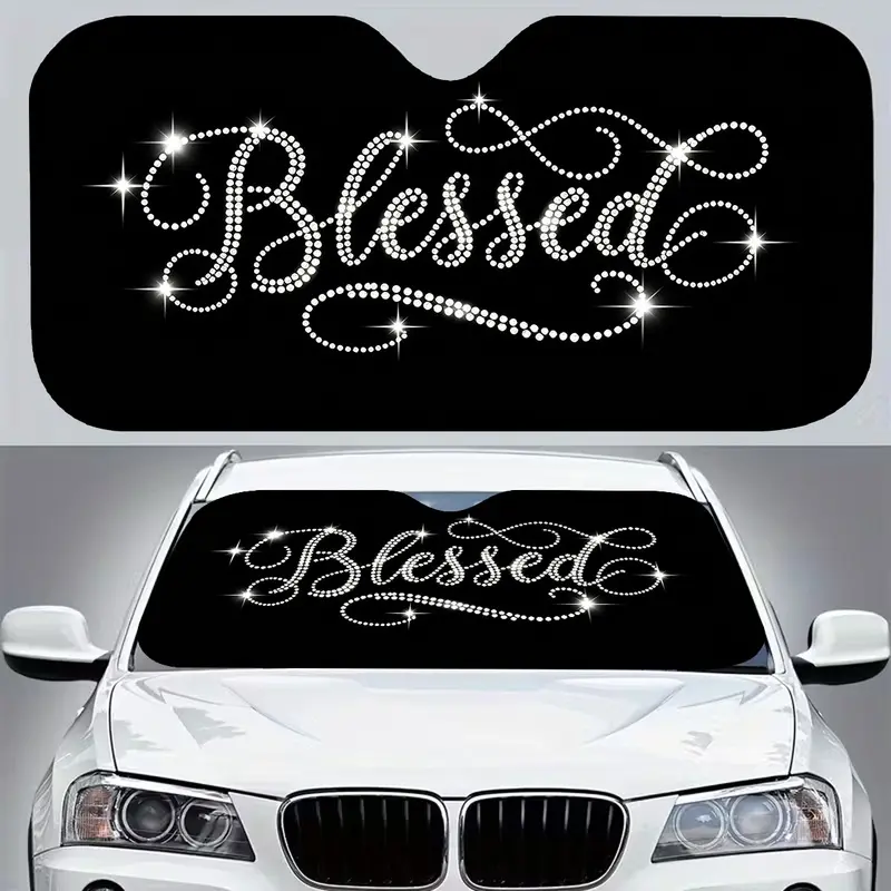 1pc Glowing Blessing Wind Car Sunshade, Windshield Sunshade to Block Strong Light for Summer Sun Protection, Foldable Sunscreen Cover for Various Car Models, Cooling and Protection, Car Sunscreen and Shade