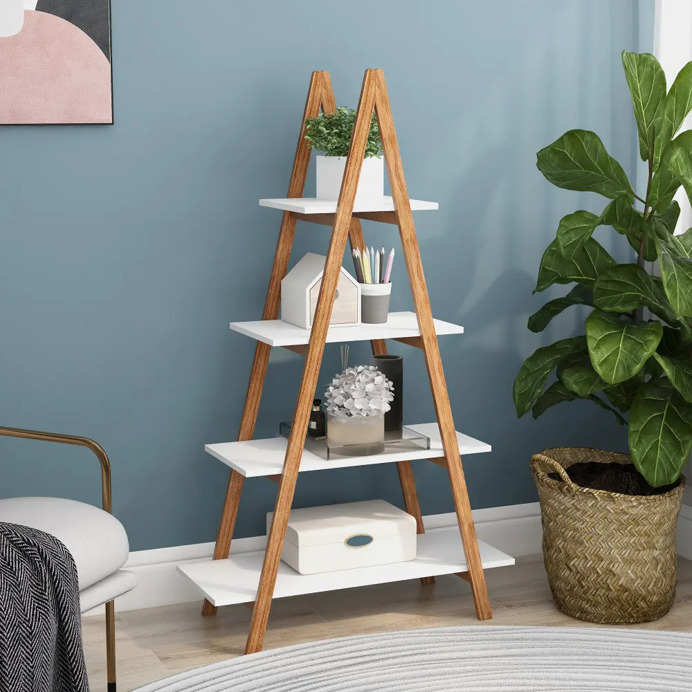 Littleox Solid bamboo wood oxford "A" frame ladder display bookshelf